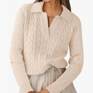 Elegant Cream V-Neck Sweater